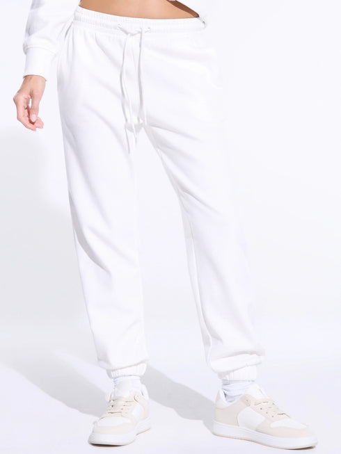 SINSAY WOMENS BASIC JOGGERS - WHITE